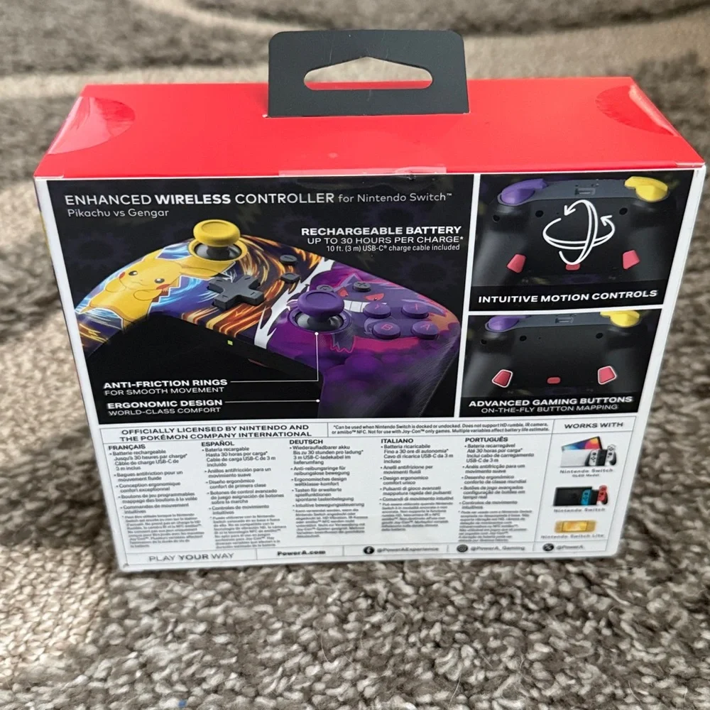 PowerA Pokémon Wireless Controller for Nintendo Switch- Yellow and Purple.